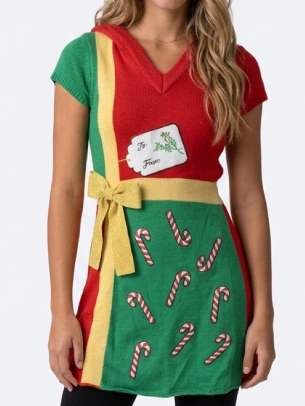 Christmas wrapping dress with hoodie